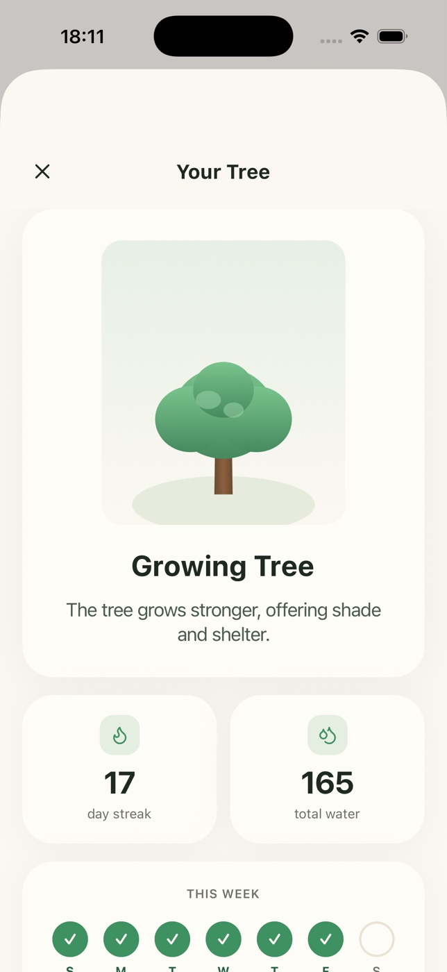 The ScriptureScroll growth tree with the current streak.